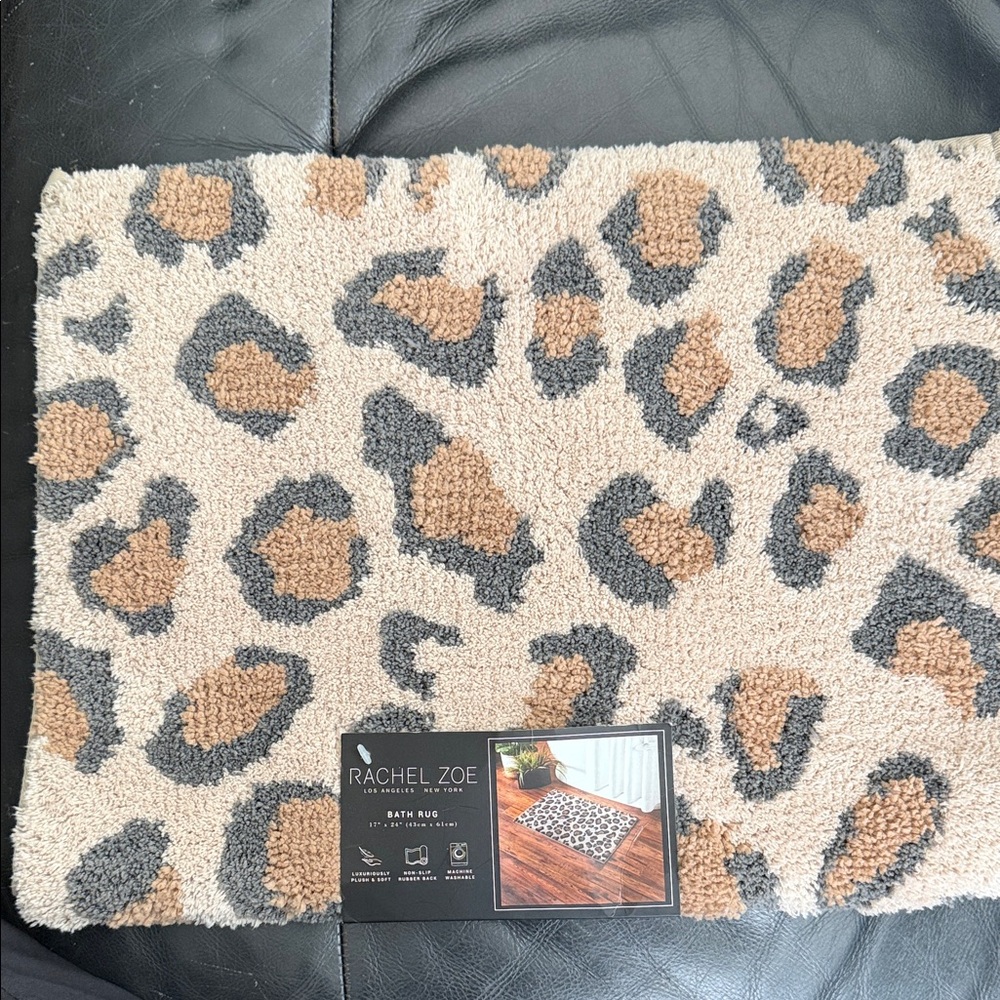 Rachel Zoe Leopard Print Door Mat in Beige and Gray